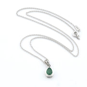 Silver Emerald 5x7mm Tear Bali Necklace