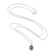 Silver Emerald 6x8mm Oval Necklace