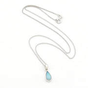 Silver Ethiopian Opal 6x11mm Tear Necklace on white background