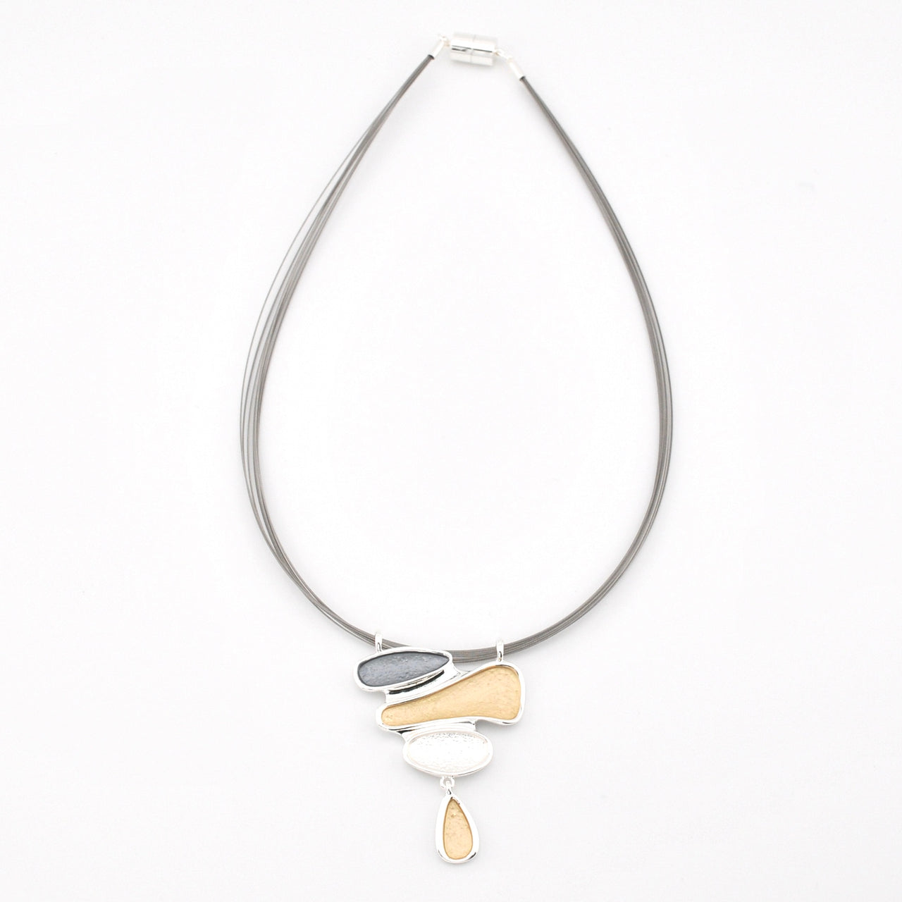 Silver Gold Organic Shaped Pendant Necklace