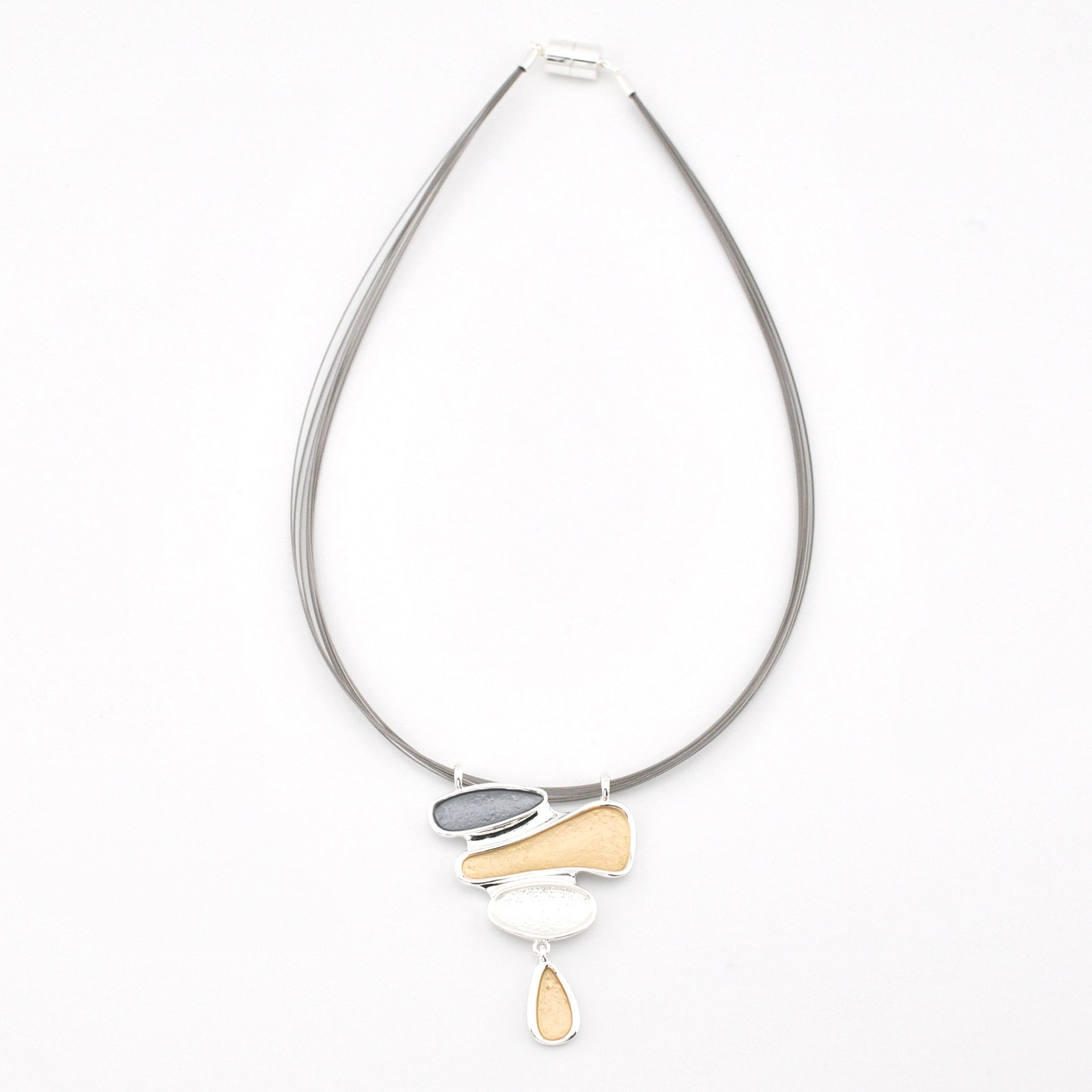 Silver Gold Organic Shaped Pendant Necklace