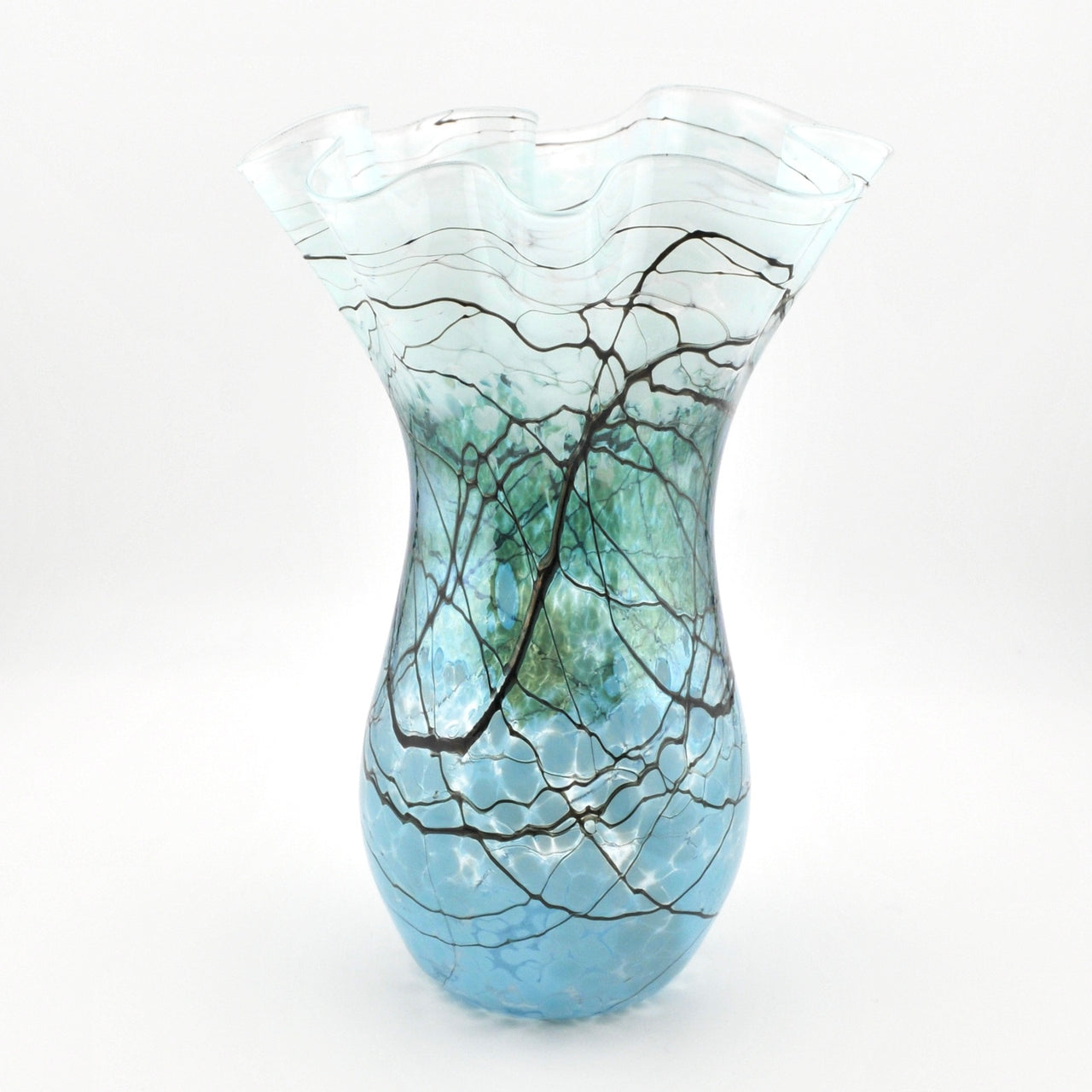 Silver Green Lightning Fluted Vase