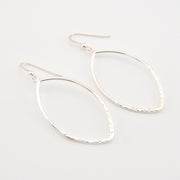 Silver Hammered Open Marquise Earrings