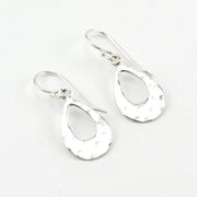 Silver Hammered Teardrop Dangle Earrings