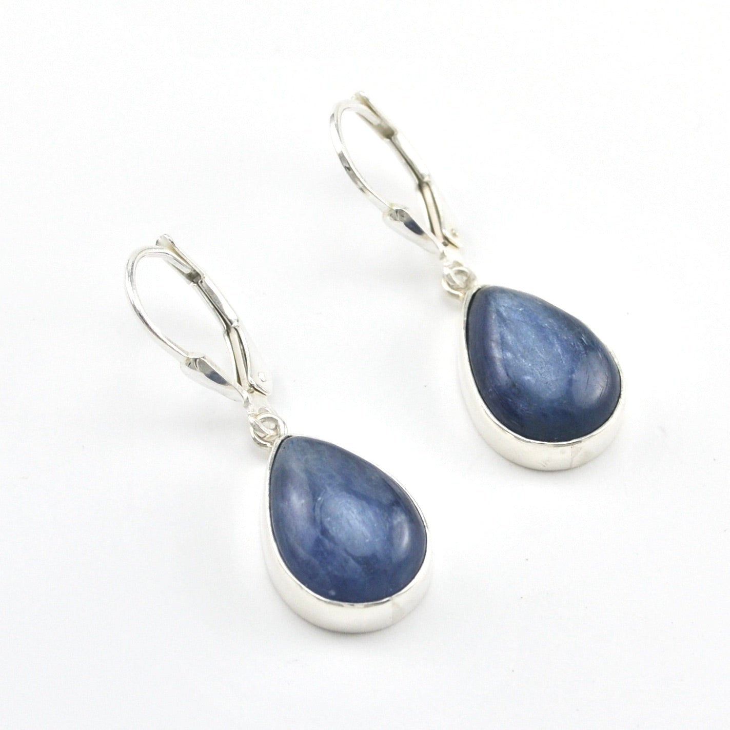 Silver Kyanite 10x14mm Tear Dangle Earrings