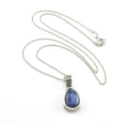 Silver Kyanite 9x14mm Tear Bali Necklace