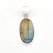 Labradorite pendant on a white background