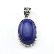 Silver Lapis 16x23mm Oval Bali Pendant without chain