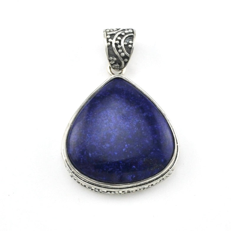 Silver Lapis 22x22mm Wide Tear Bali Pendant without chain