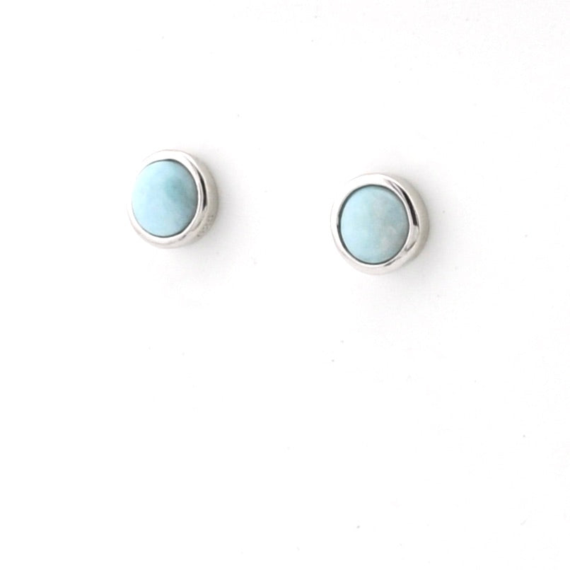 Pair of earrings with light blue gemstones on a white background