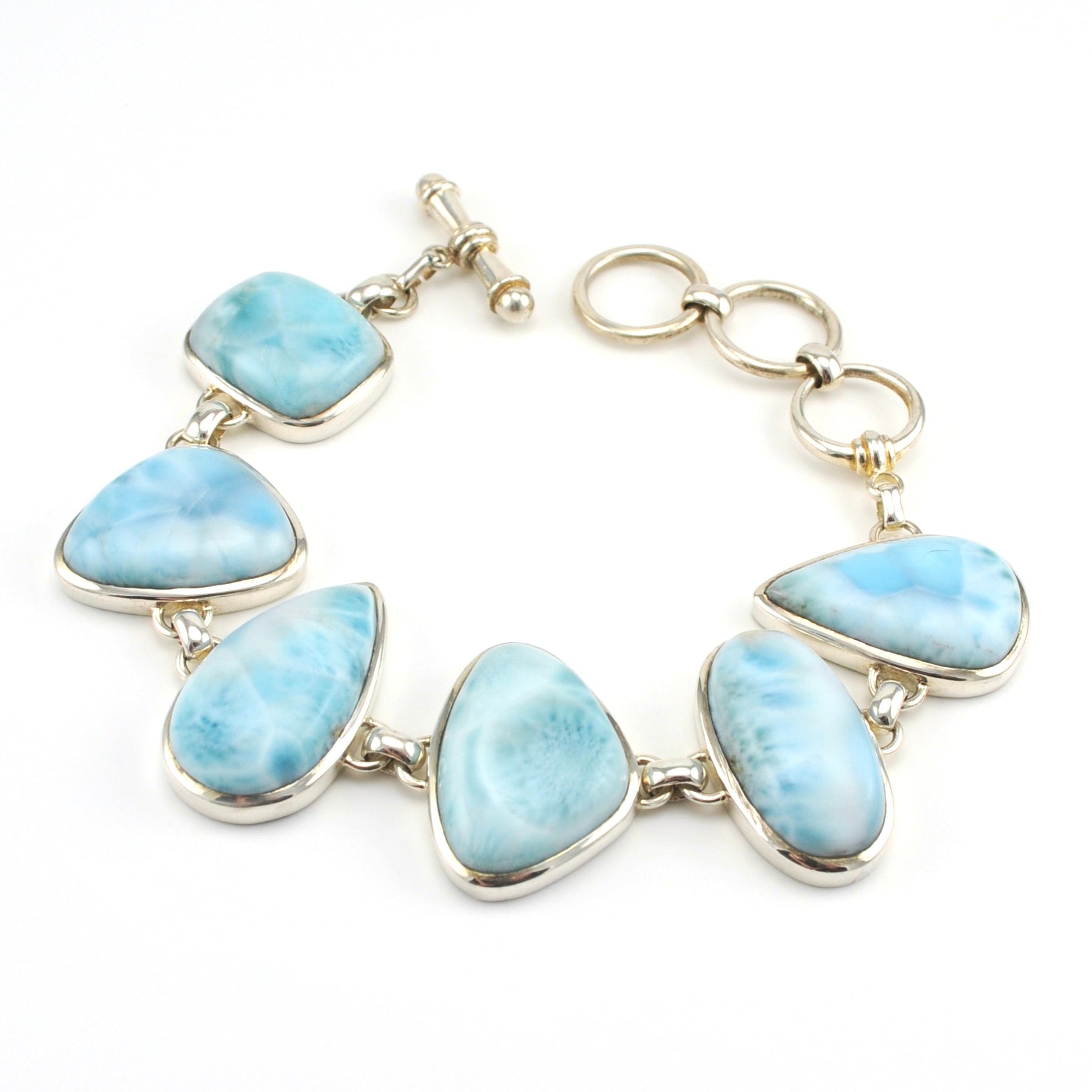 Silver Larimar Link Toggle Bracelet