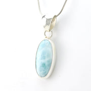 Silver Larimar Long Oval Pendant