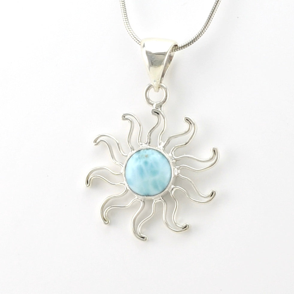 Silver Larimar Sun Pendant