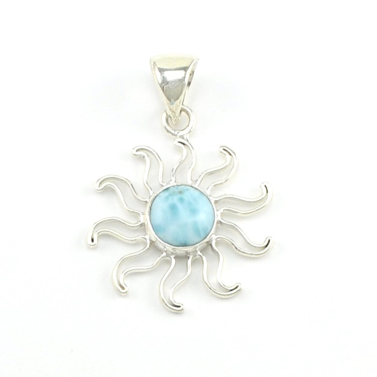 Silver Larimar Sun Pendant without Chain