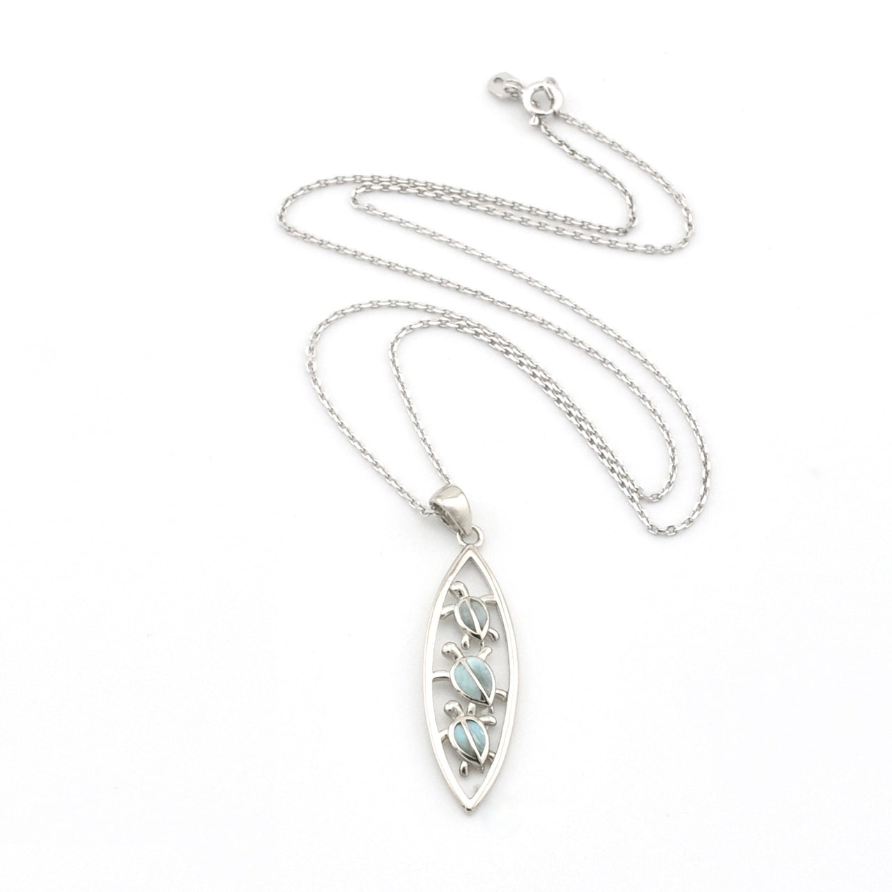 Silver necklace with a pendant on a white background