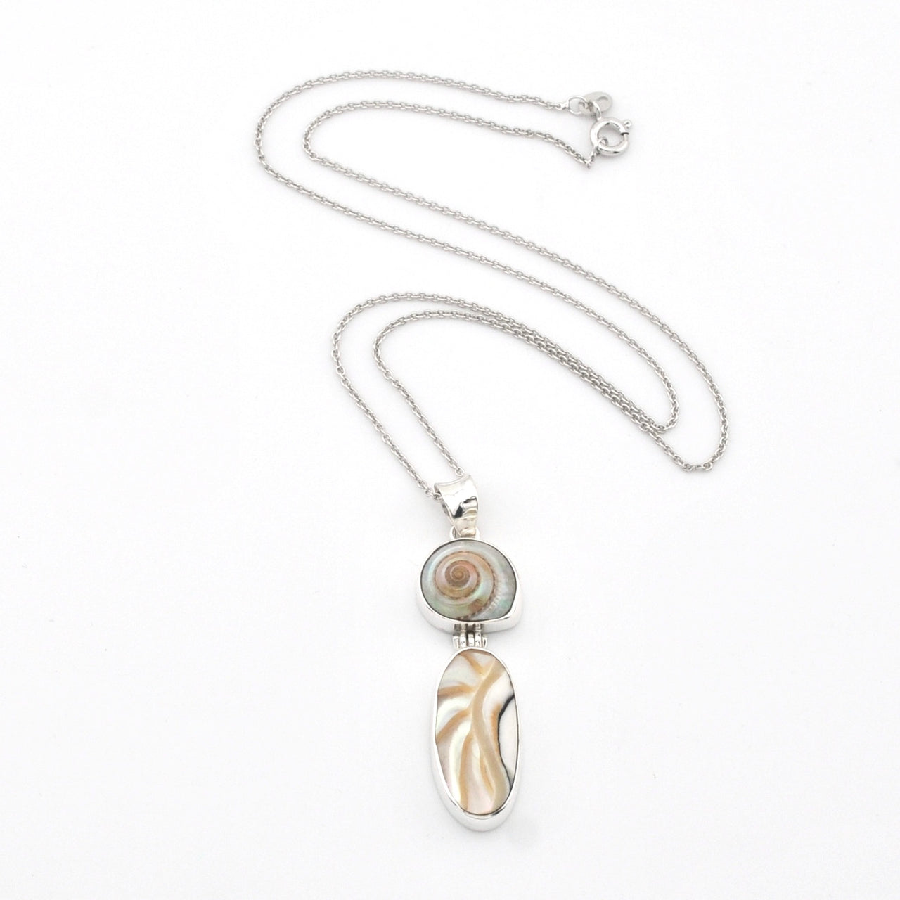 Silver Malabar Shell and Nautilus Shell Necklace