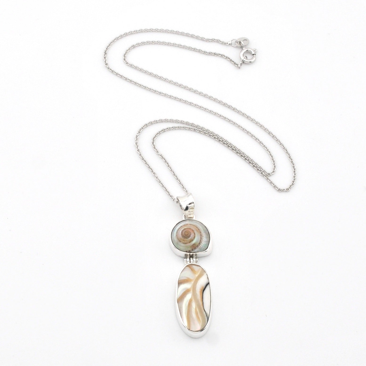 Silver Malabar Shell and Nautilus Shell Necklace