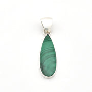 Silver Malachite Long Tear Pendant