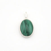 Silver Malachite Small Oval Pendant