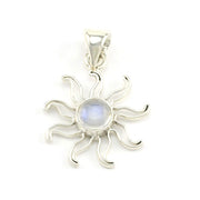 Silver Moonstone Sun Pendant