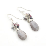 Silver Moonstone with Spinel Earrings
