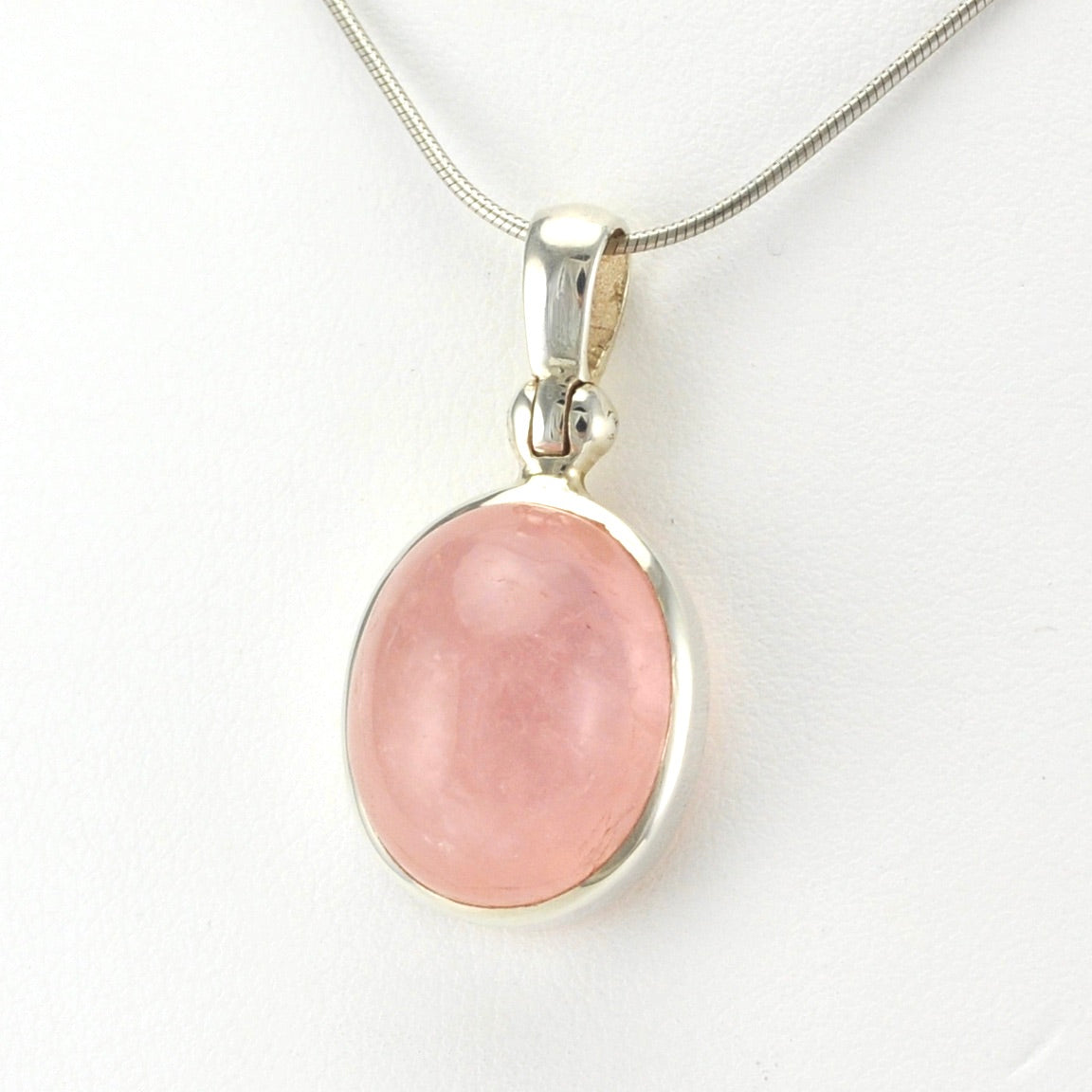 Silver Morganite Oval Pendant