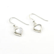 Silver Mother of Pearl Heart Dangle Earrings