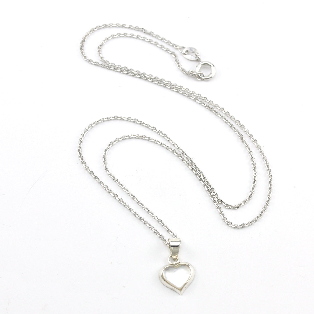 Silver Mother of Pearl Heart Necklace