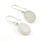 Silver Opal Druzy Agate Oval Earrings