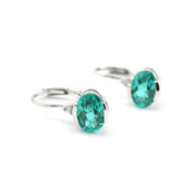 Silver Paraiba Garnet 2.3ct Oval CZ Earrings