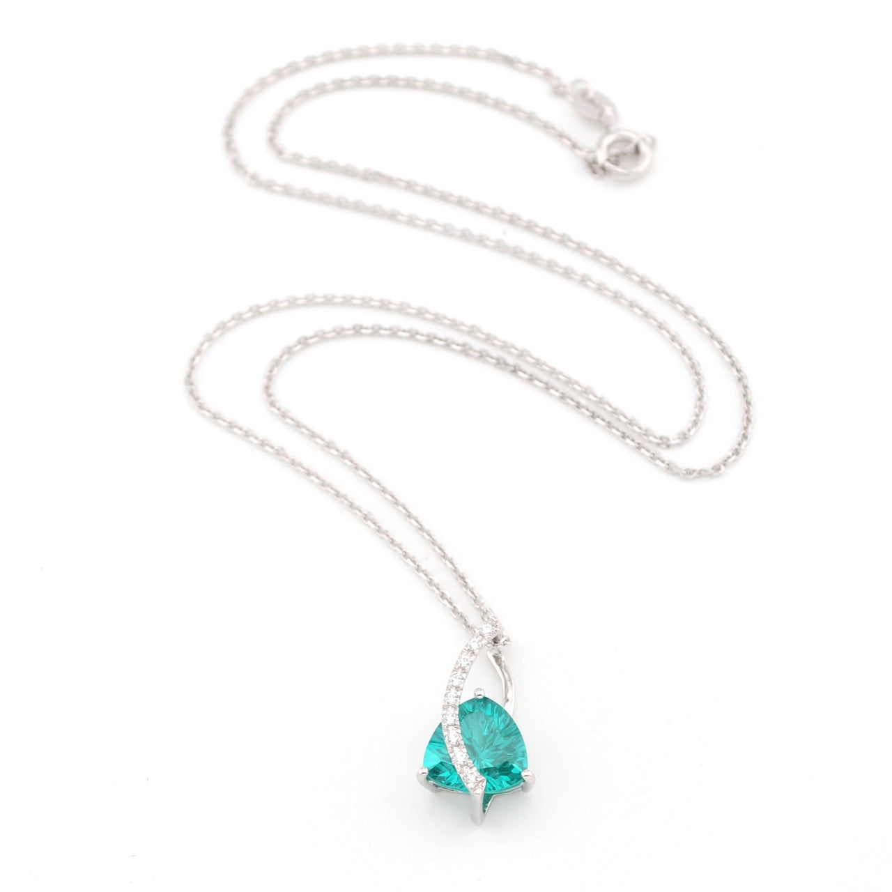 Silver Pariaba Garnet 4ct Trillion CZ Necklace