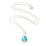 Silver Pariaba Garnet 4ct Trillion CZ Necklace