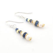 Silver Pearl Kyanite Dangle Earrings