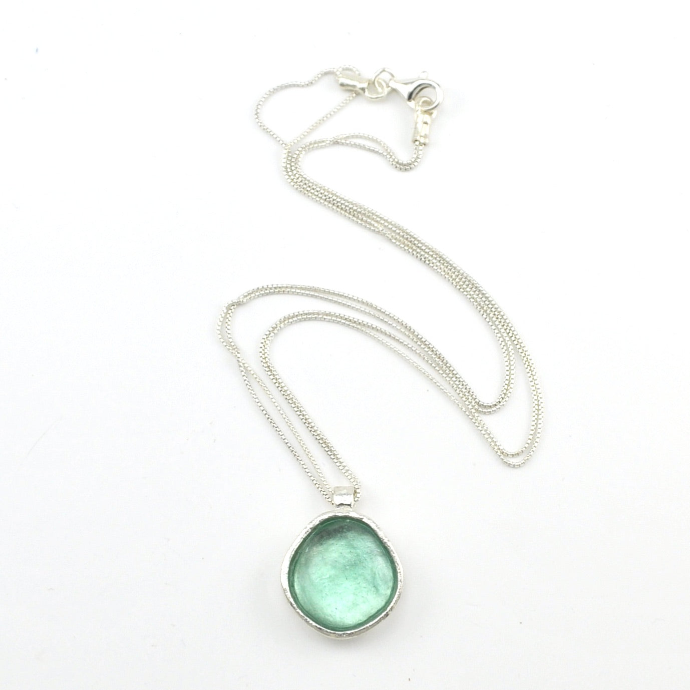 Silver Roman Glass 20mm Round Necklace