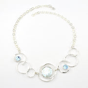 Silver Roman Glass 3 Circle Swirl Necklace