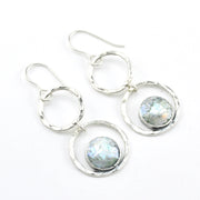 Silver Roman Glass Double Circle Earrings