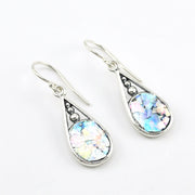 Silver Roman Glass Oval Earrings