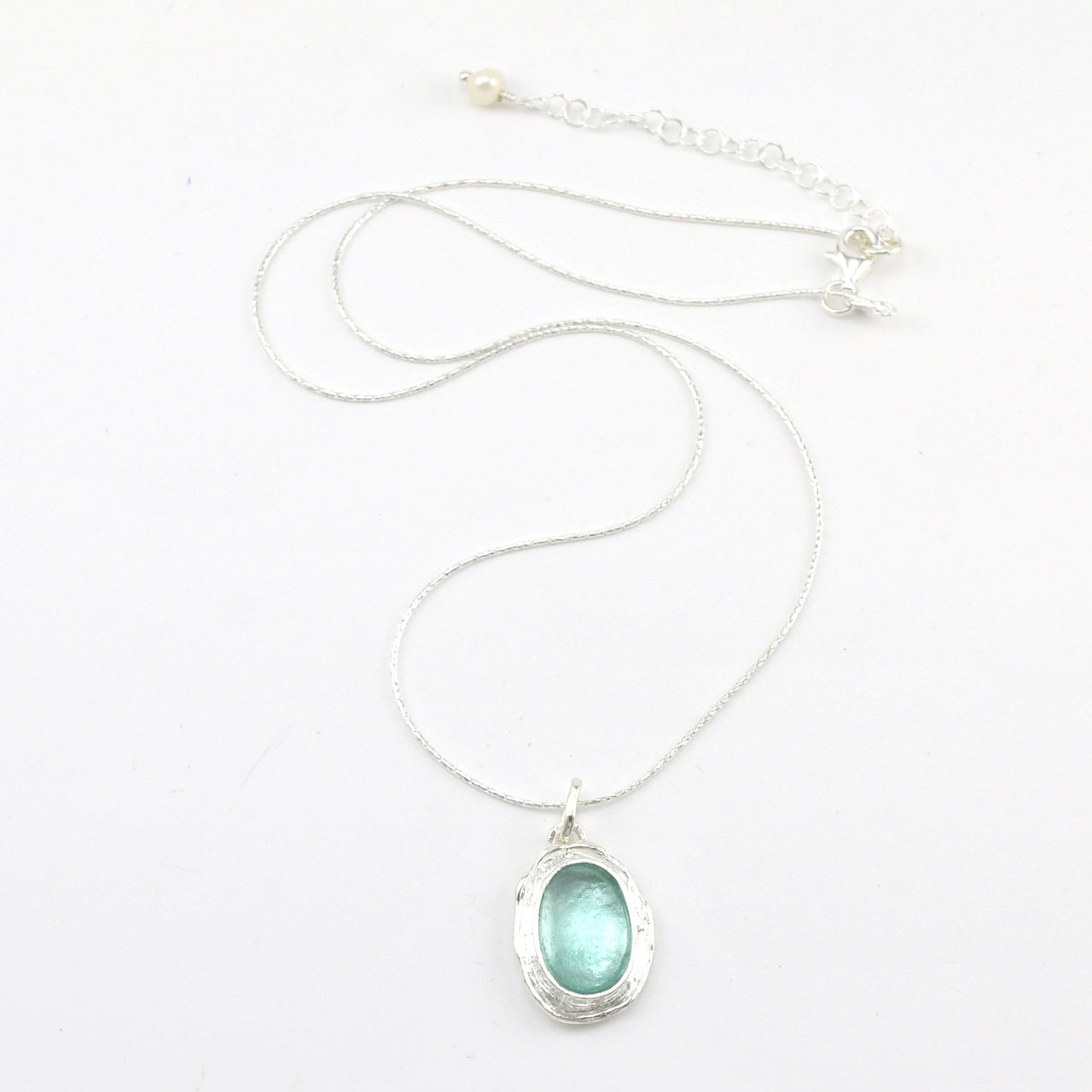 Silver Roman Glass Oval Necklace