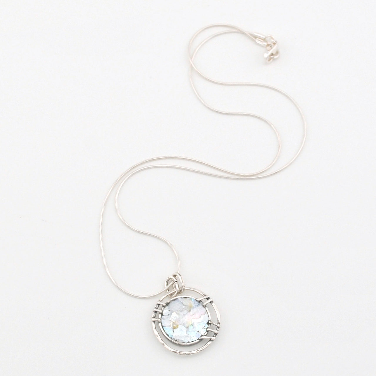 Silver Roman Glass Round Necklace