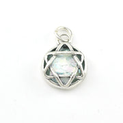 Silver Roman Glass Round Star of David Pendant