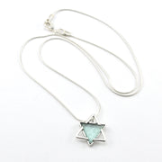 Silver Roman Glass Star of David Necklace