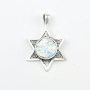 Silver Roman Glass Star of David Pendant 2