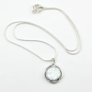 Silver Roman Glass Swirl Circle Necklace