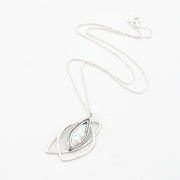 Silver necklace with a pendant on a white background