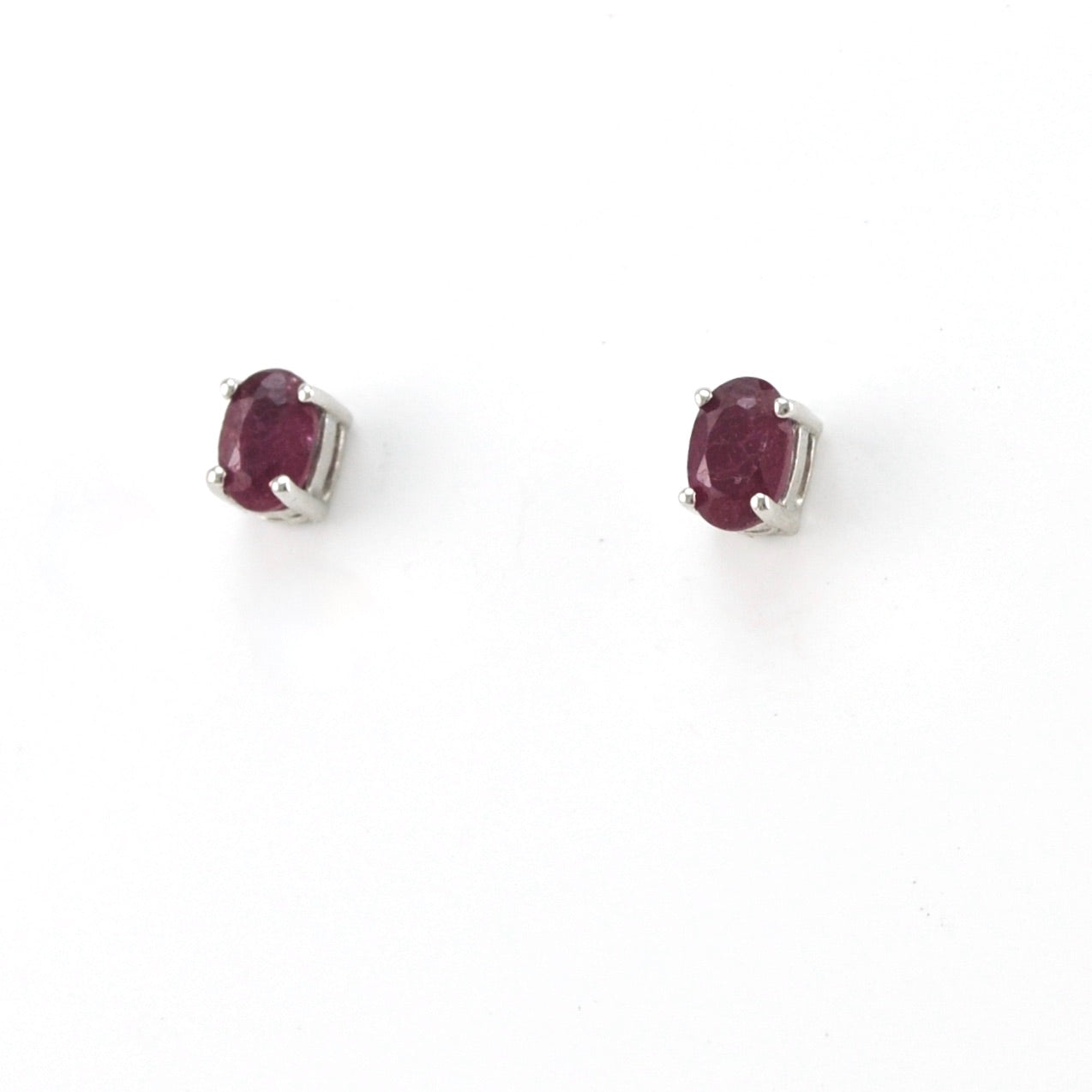 Silver Ruby 4x6mm Oval Post Earring