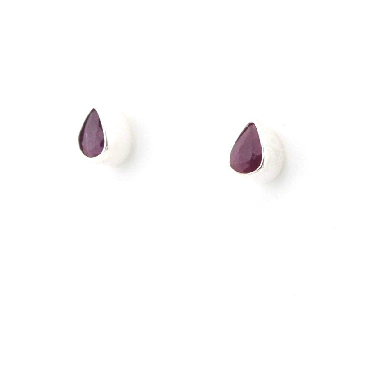 Sterling Silver Ruby 4x6mm Tear Post Earrings