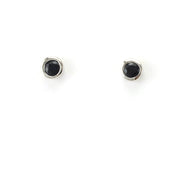 Silver Sapphire .6ct 4mm Round Post Earrings