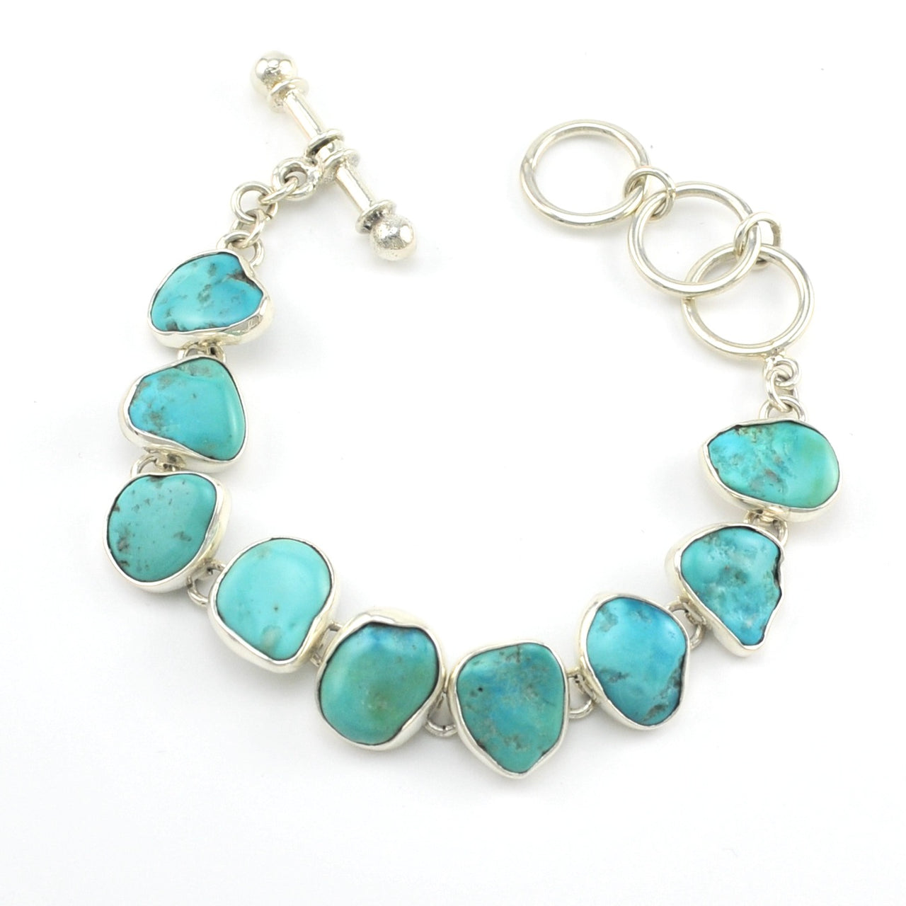 Silver Sleeping Beauty Turquoise Link Bracelet