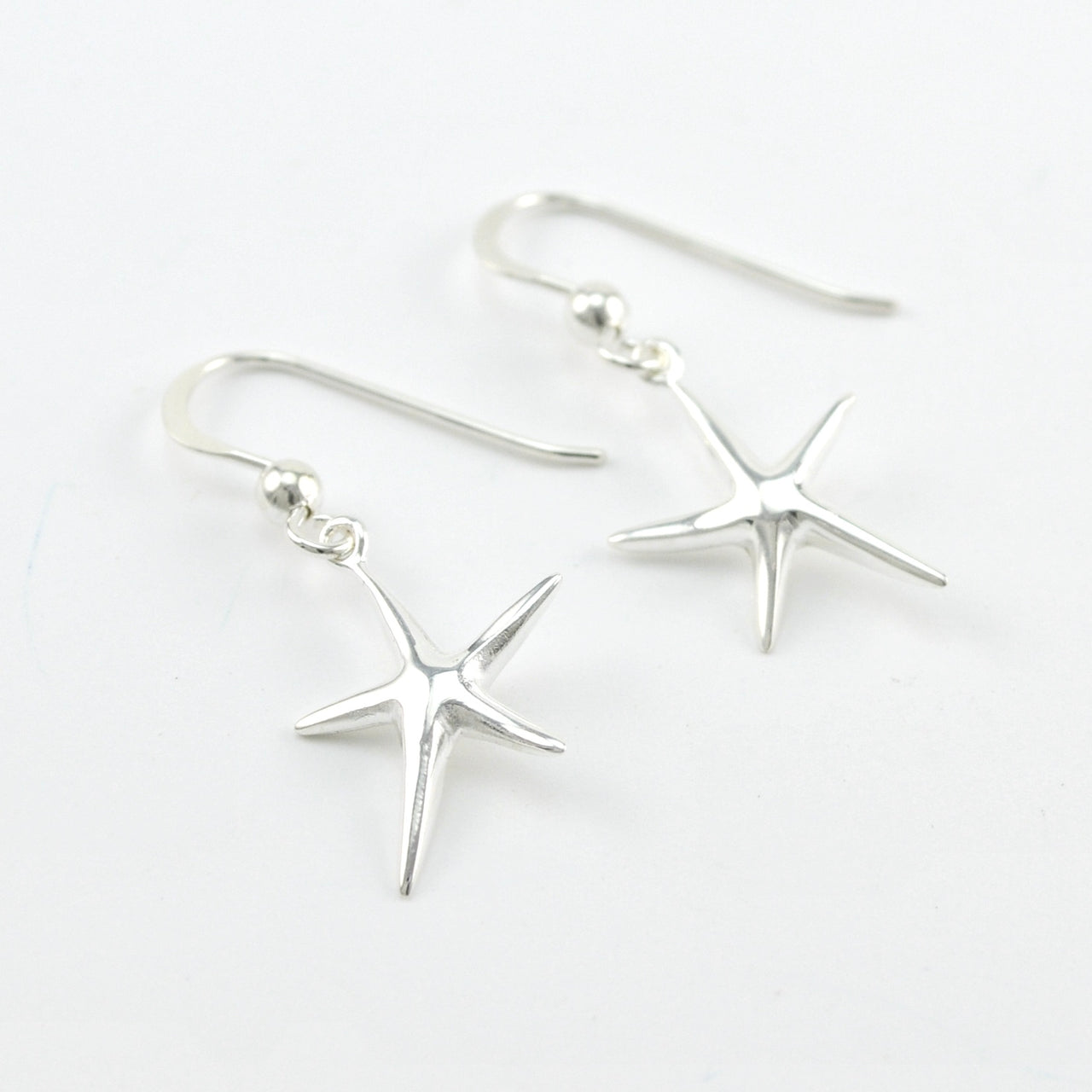 Silver Starfish Dangle Earrings