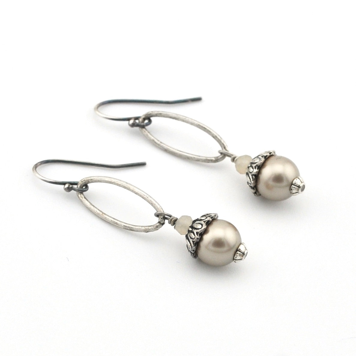 Silver Swarovski Pearl Drop Earrings